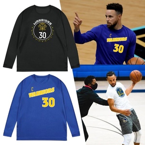 勇士队库里汤普森普尔热身运动篮球长袖投篮训练服美式速干t恤男