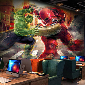 漫威自粘墙贴复仇者联盟背景墙壁纸卧室男生钢铁侠墙纸壁画动漫英