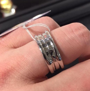 日本二手代购宝格丽三环白金戒指 53号手