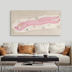 常玉挂画碎花毯子上的裸女客厅装饰画现代简约艺术卧室床头墙壁画