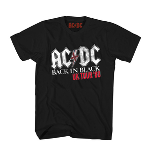acdc乐队复古潮流back in black uk tour 80 男士纯棉短袖t恤