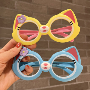 儿童眼镜框女童硅胶无镜片眼镜可爱卡通配饰公主框架宝宝眼镜架潮