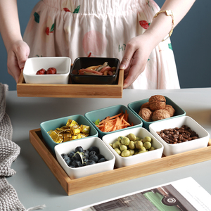 创意坚果盘酱料碟北欧干果分格盘小吃碟陶瓷水果拼盘家用零食碟子