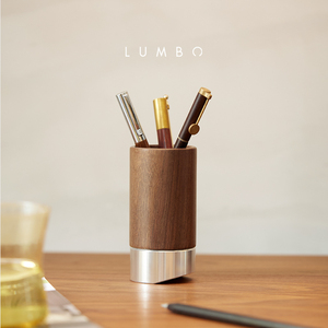 lumbo良白/序笔筒/黑胡桃木实木北欧轻奢办公室桌面文具用品收纳