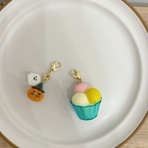 diy 可爱 万圣节 南瓜 雪糕食玩 实心材质小挂件 包包拉链扣