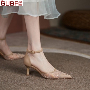 包脚后跟包头凉鞋女法式高跟鞋设计感小众气质名媛尖头仙女风好看