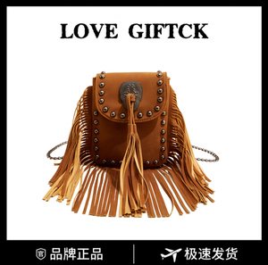 LOVE GIFT CK女包旅游复古手机包流苏小包包民族风链条单肩斜挎包