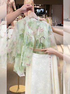新中式国风汉元素盘扣雪纺上衣气质超仙甜美高级感真丝连衣裙夏季