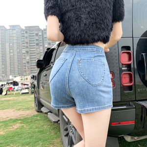 高腰牛仔短裤女夏性感包臀蜜桃裤显瘦紧身高弹热裤超短打底裤外穿
