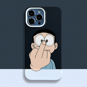 iphone13手机壳趣味恶搞大雄中指12promax男士款苹果11直边适用xr