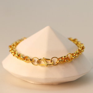 儿童麻花黄金凤尾手链足金9999宝宝满月百日周岁送礼金链