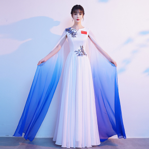 晚礼服女宴会气质主持人建党朗诵爱国指挥大合唱服装演出服长裙夏