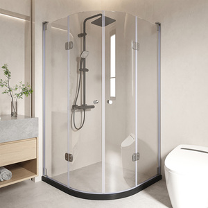卫生间小户型不锈钢折叠干湿分离淋浴房弧扇形地浴屏淋浴房玻璃门
