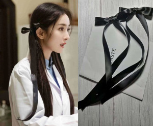 密室大逃脱杨幂同款发夹黑色蝴蝶结飘带头饰双马尾夹子发卡发饰女