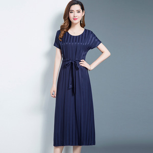 雅莹贝莉特价清仓雪纺小个子胖mm遮肚子显瘦减龄大码连衣裙子妈妈