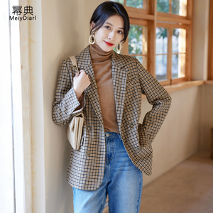 英伦风羊毛衫格子女
