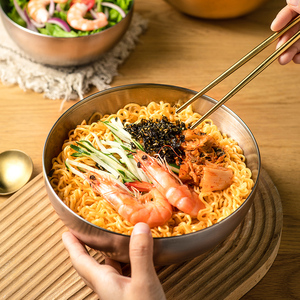 韩式冷面碗不锈钢韩国泡面拌饭碗家用大碗高颜值沙拉碗ins风餐具