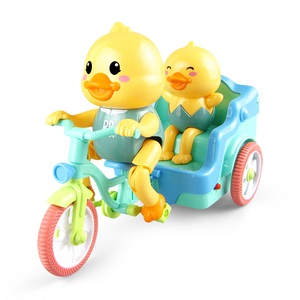 小萌鸭骑单车三轮车会骑行的小鸭子儿童男孩女孩益智音乐电动玩具