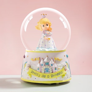 城堡公主音乐盒儿童玩具八音盒卡通摆件水晶球七夕新年生日礼物