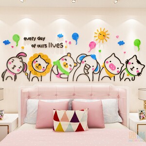 卡通简笔画儿童房墙贴3d立体卧室床头幼儿园墙面装饰教室布置贴画