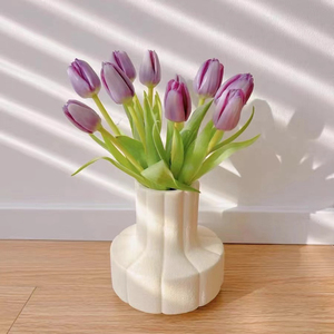 ins北欧奶油风花瓣陶瓷花瓶 客厅郁金香鲜花插花花器桌面装饰摆件