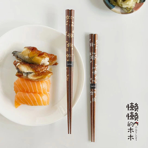 日本原装进口金银樱花实木筷和风日式家用尖头筷子夫妻情侣对筷