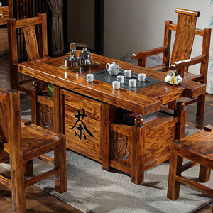 老榆木茶桌简约