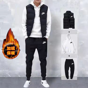正品耐克运动服套装男冬加绒装