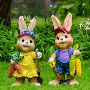 户外幼儿园庭院装饰品仿真卡通动物树脂兔子园林景观雕塑花园摆件