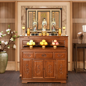 实木金花梨新中式供桌佛台家用客厅土地财神爷供奉桌神台供台佛柜