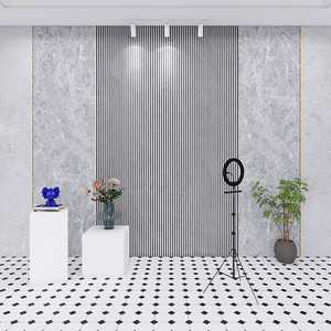 灰色loft水泥墙护墙板工业风直播背景扣板简约餐厅集成墙板大理石