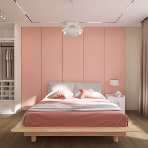 卧室床头竹木纤维集成墙板纯色粉色扣板快装餐厅装饰墨绿色护墙板