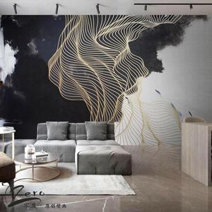 简约抽象艺术线条几何墙纸客厅卧室电视背景墙壁纸北欧风个性壁画