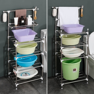 003人付款天猫洗脸架子落地家用不锈钢多层脸盆架落地式简易农村置物