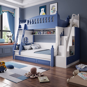 上下床双层床地中海子母床两层儿童床韩式高低床多功能男孩组合床