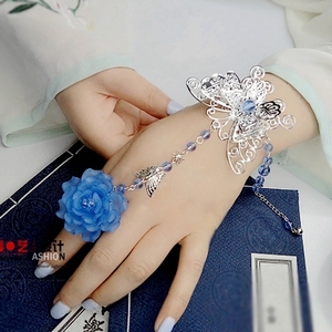 包邮 手链戒指一体链古装复古风个性大蝴蝶演出表演汉服仙女 腕带