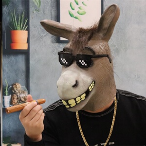 双面沙雕搞笑灞波儿奔头套绿水鬼头套外星人头套 面具绿鱼人抖音