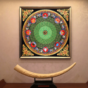 盛唐之门唐卡吉祥八宝坛城咒轮西藏手绘尼泊尔大尺寸镇宅装饰挂画