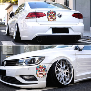 个性国潮狮子车贴狮来运转油箱盖贴纸电动摩托车贴车