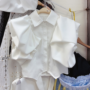 花苞袖衬衫女韩国