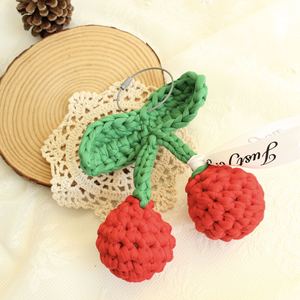 万象超大樱桃布条线车挂饰针织纯手工毛线编织钩针成品礼物钥匙链