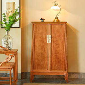 攀峰红木家具缅甸花梨圆角柜王世襄款a字储物柜明式瓜棱腿面条柜