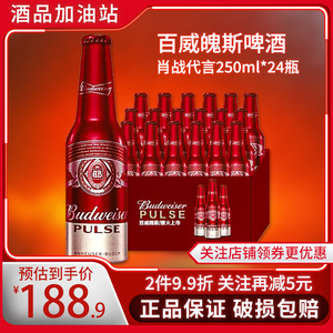 百威啤酒铝瓶 新款高档百威魄斯瓶装啤酒铝罐啤酒整箱250ML*24瓶