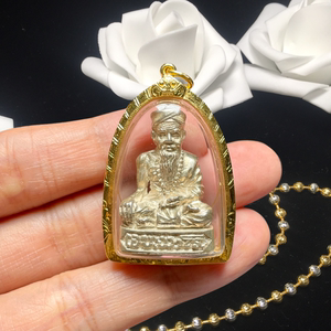 鲁士 龙婆碰玛 虎头 火眼鲁士 纯银 2537年 金壳带卡泰国吊坠