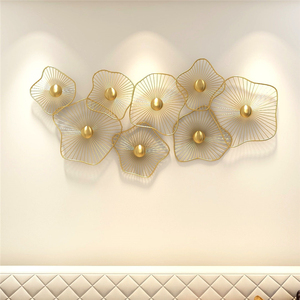 中式客厅墙面装饰挂件轻奢沙发创意铁艺壁挂立体壁饰卧室餐厅挂饰