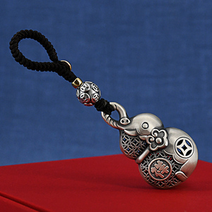 纯银如意葫芦男女款汽车钥匙扣吊坠原创意99足银实心高档汽车挂件