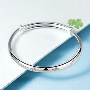 银手镯女925纯银四叶草