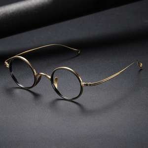 适合小脸的眼镜框男复古金边圆形可配高度数眼镜架小框女超轻纯钛