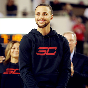 勇士队史蒂芬库里同款连帽卫衣库里加绒印花篮球运动外套衣服男