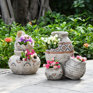 户外花园阳台复古摆件别墅院子造景仿真陶瓷花盆园林景观装饰小品